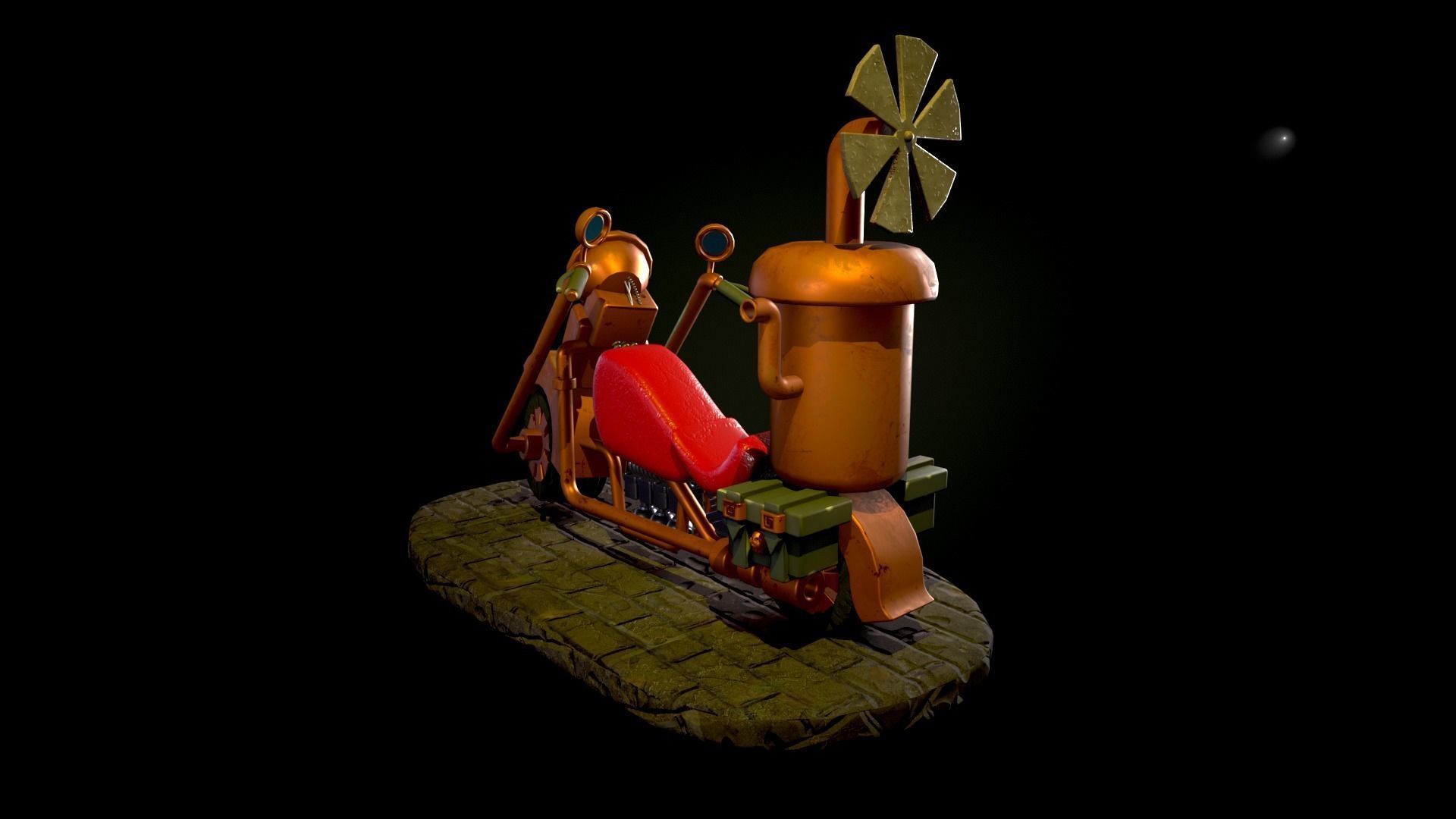 Steampunk Motorcycle 3D model_2