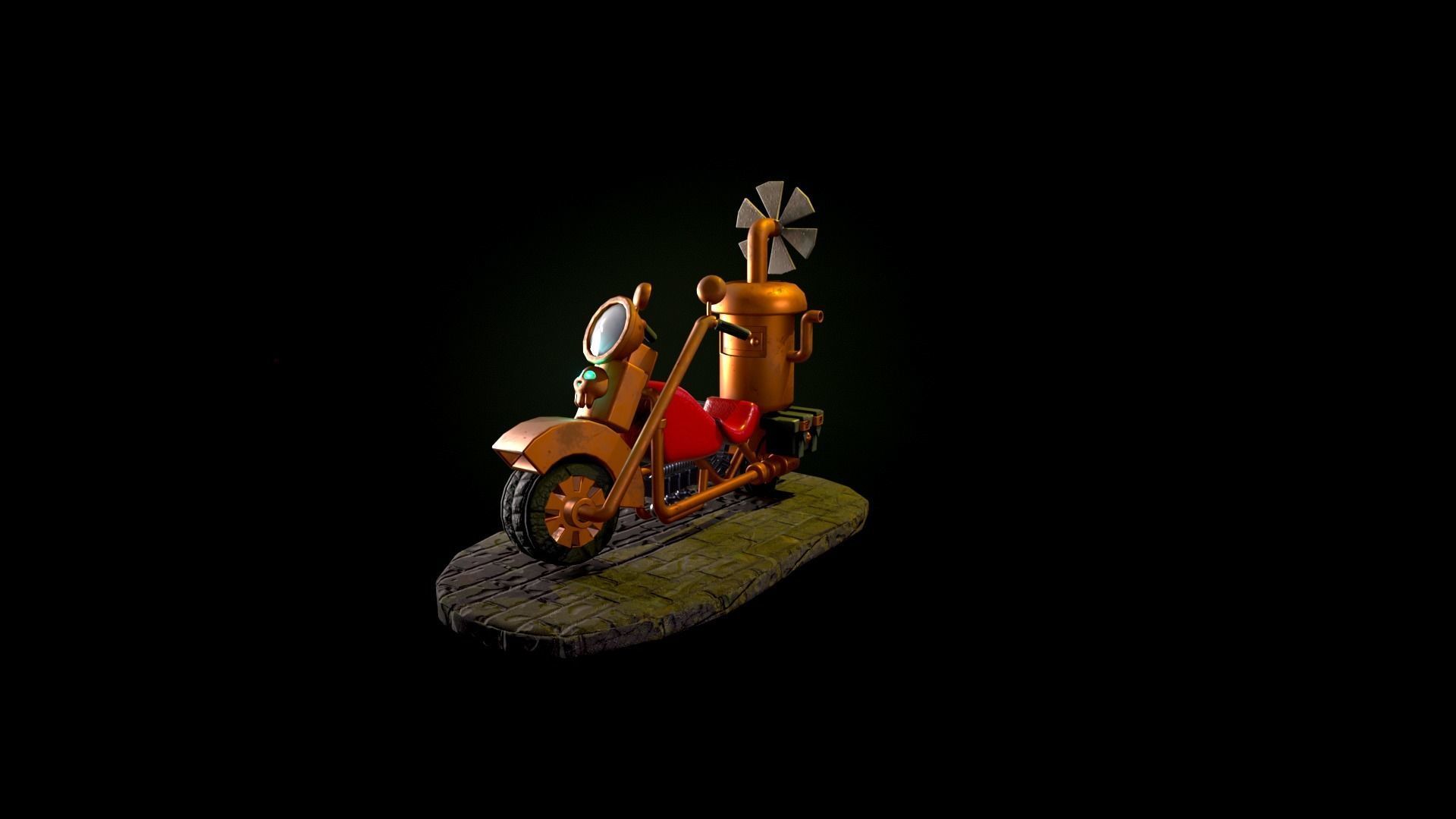 Steampunk Motorcycle 3D model_1