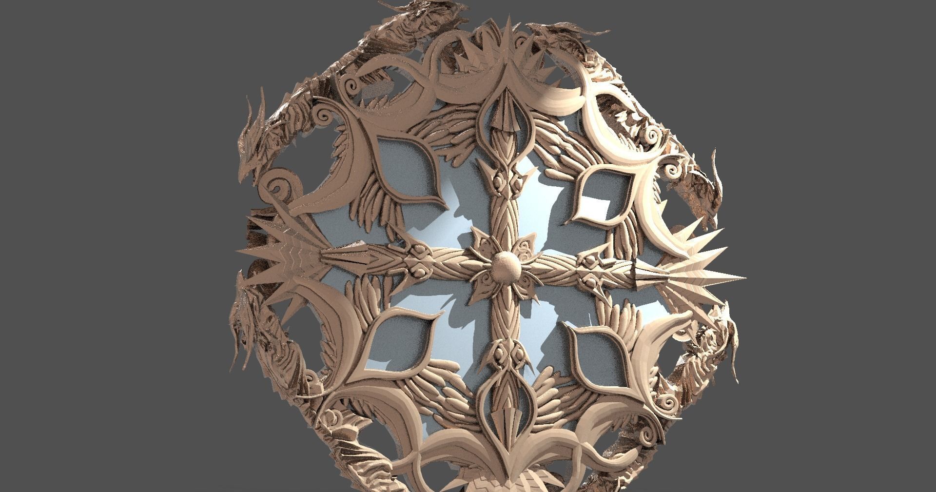 Celtic mirror cross sculpture collection Low-poly 3D model_3