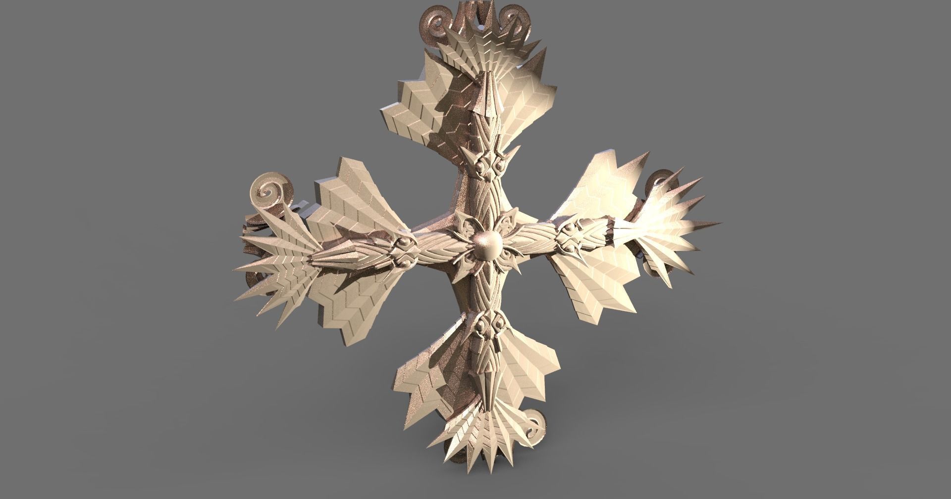 Celtic mirror cross sculpture collection Low-poly 3D model_10