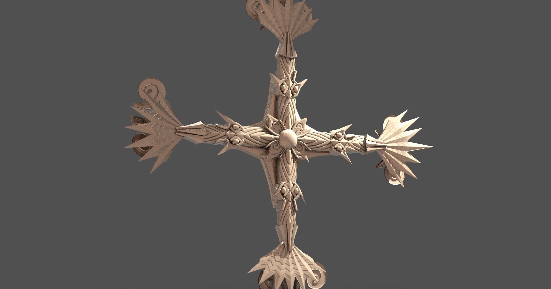 Celtic mirror cross sculpture collection Low-poly 3D model_7