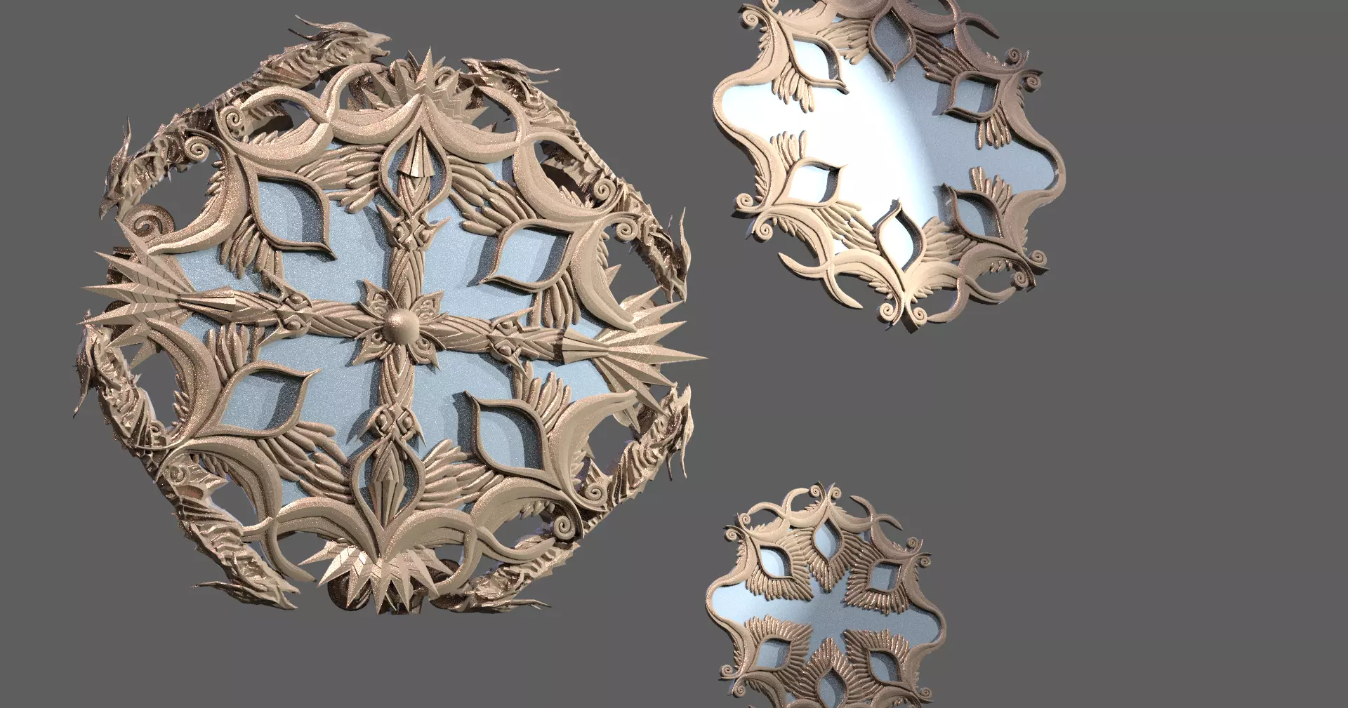Gold Celtic sea mirror 3  3D model_0