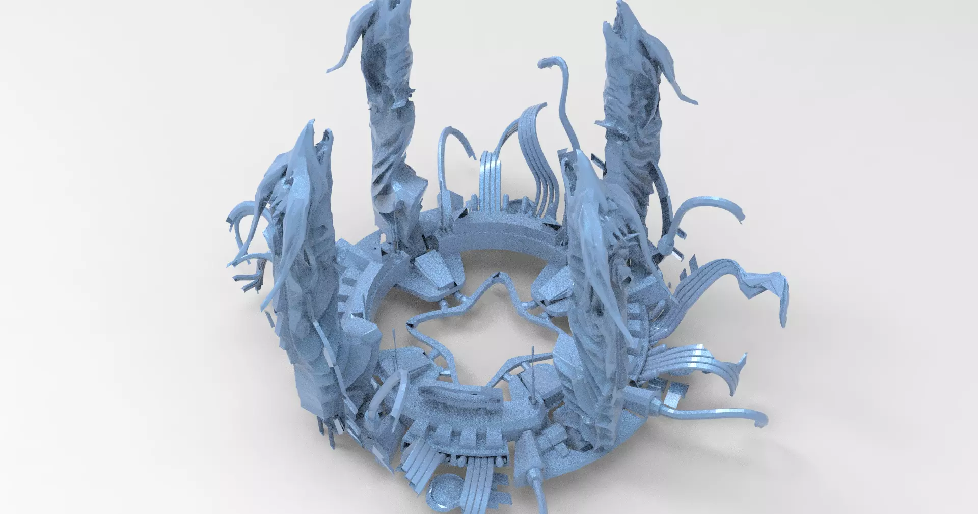 Dragon portal sci fi hedron collider array base Low-poly 3D model