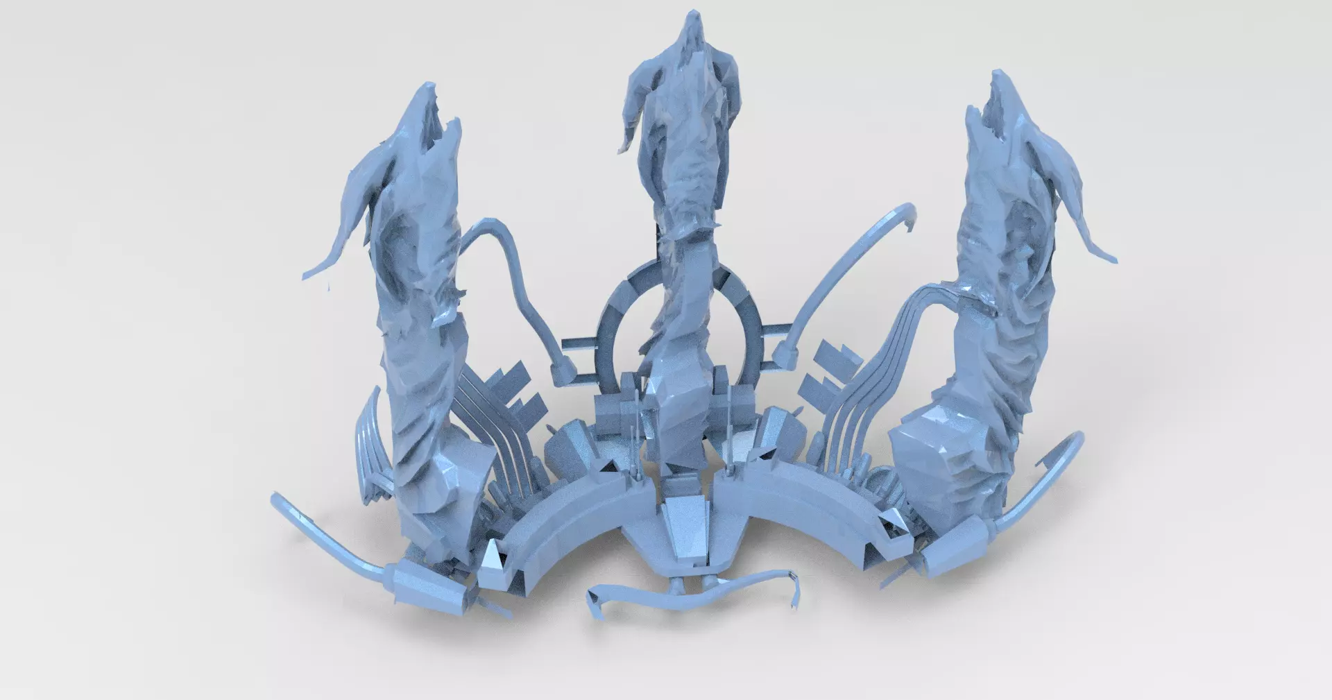 Dragon portal sci fi hedron collider wall  Low-poly 3D model_0