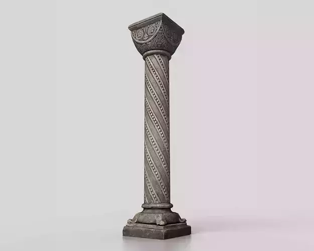 Romanesque stone column Low-poly 3D model