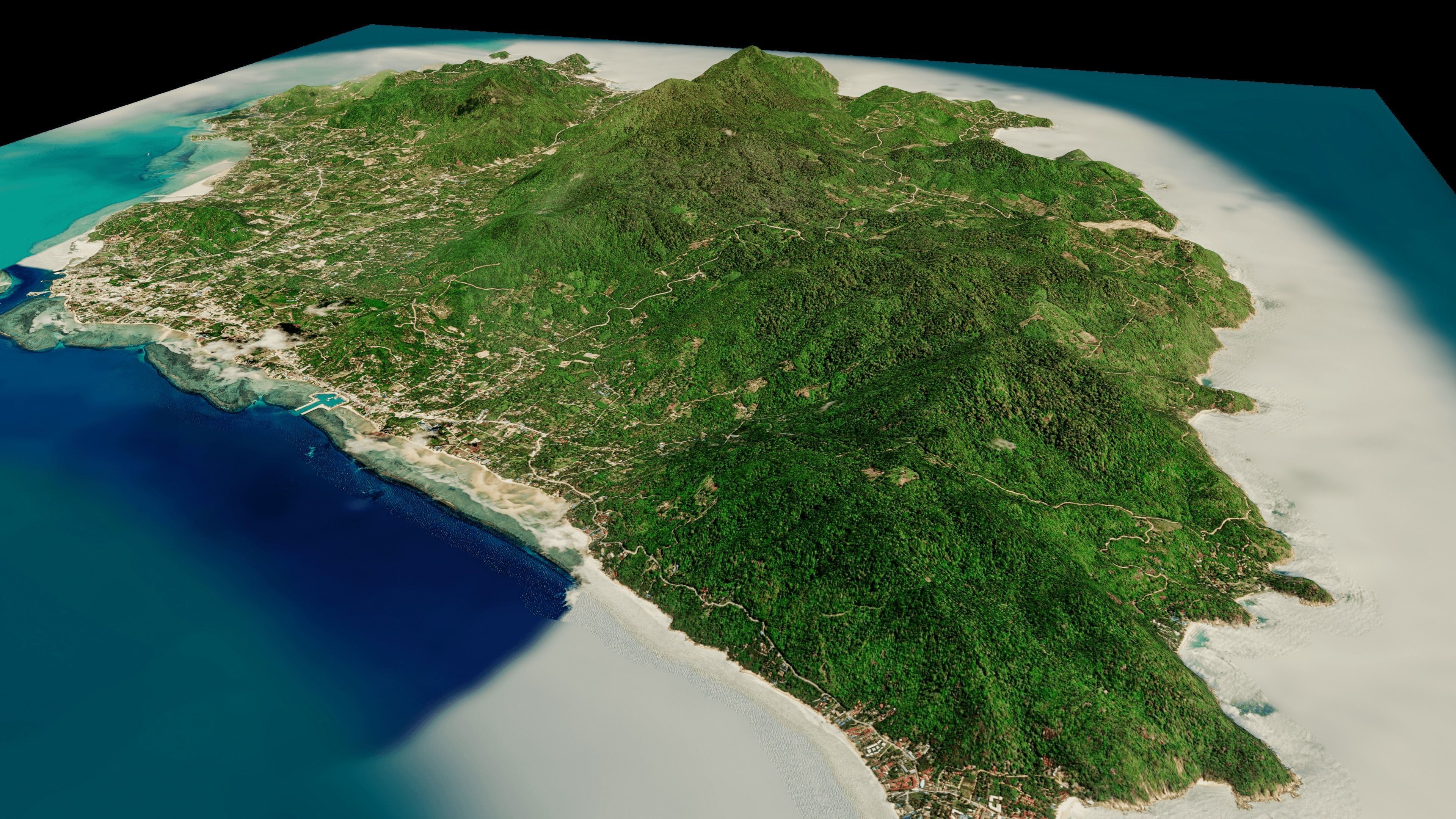 Ko Pha Ngan Island 3d model terrain Low-poly 3D model_2