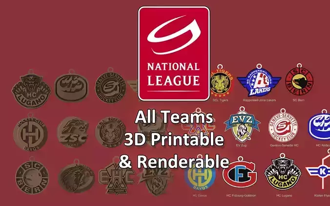Swiss National League ice hockey all teams printable 3D print model