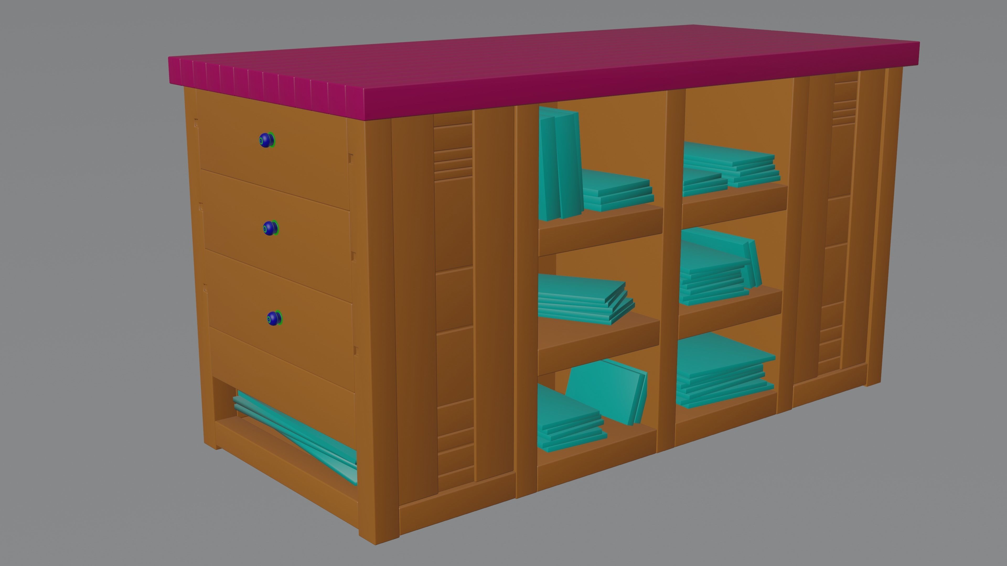 Old Crafting Table Game Ready Free low-poly 3D model_2
