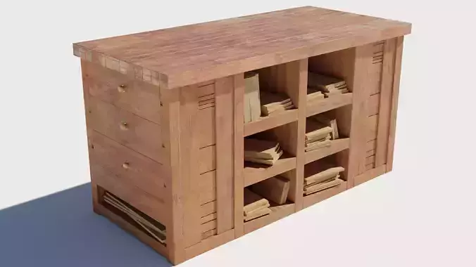 Old Crafting Table Game Ready Free low-poly 3D model
