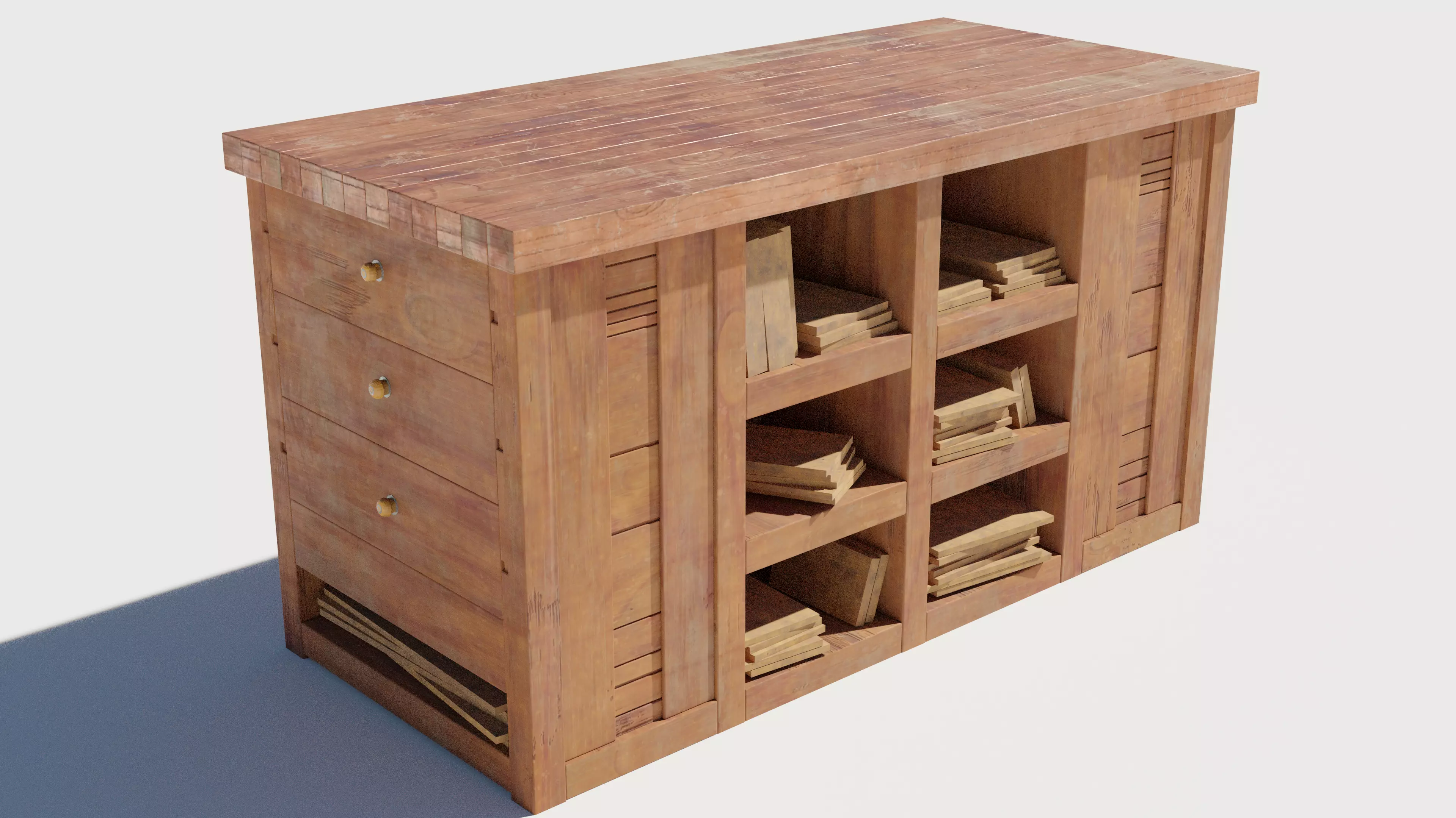 Old Crafting Table Game Ready Free low-poly 3D model_0