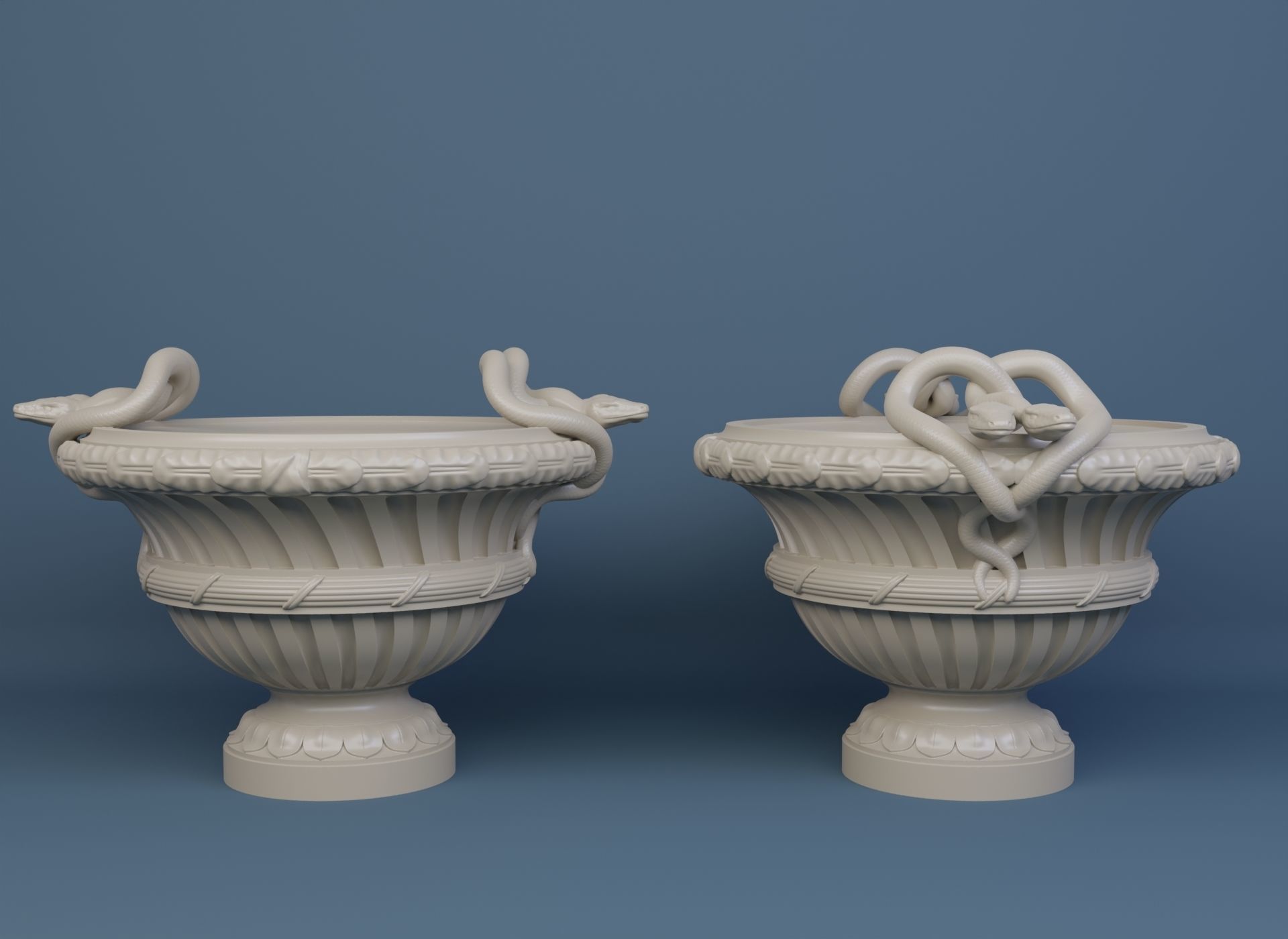 Classical Urn with snakes decoration 3D model_1