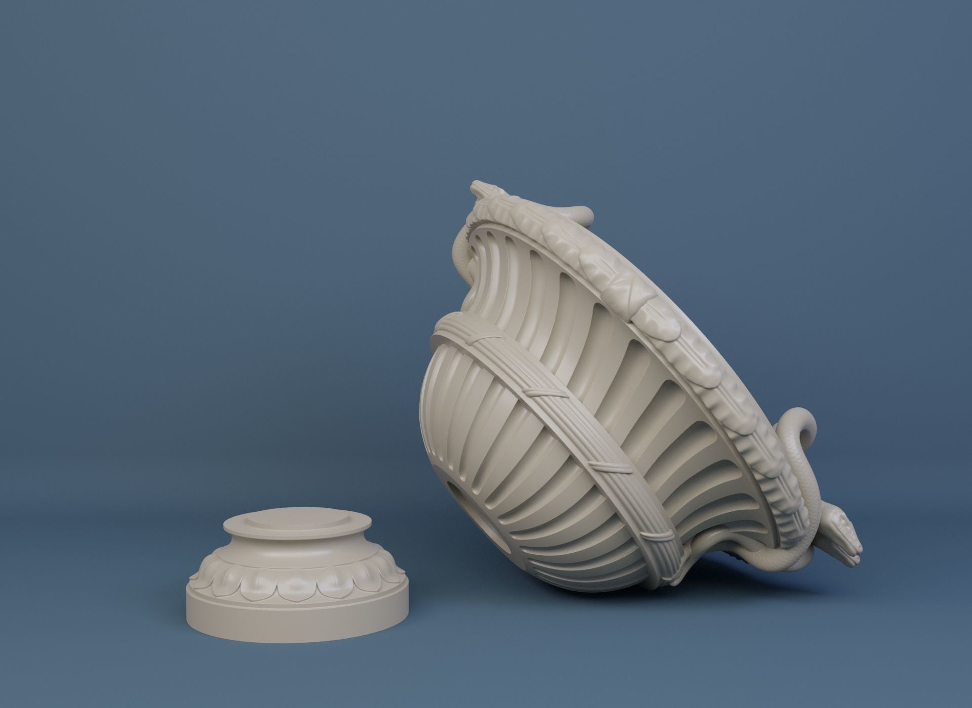 Classical Urn with snakes decoration 3D model_2