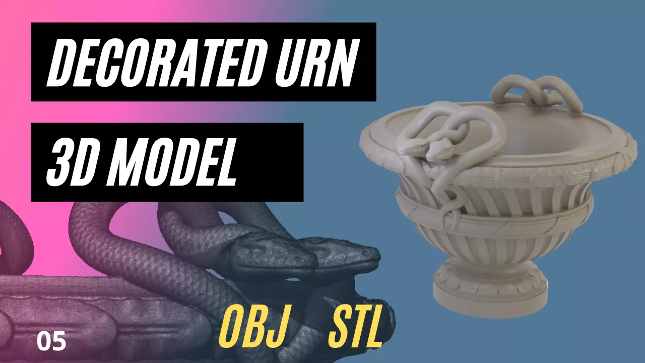 Classical Urn with snakes decoration 3D model_0