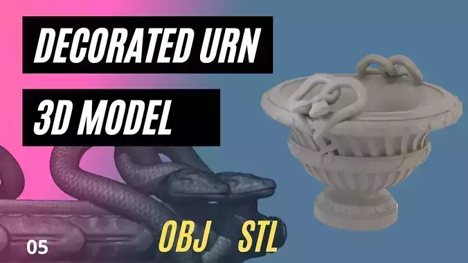 Classical Urn with snakes decoration 3D model