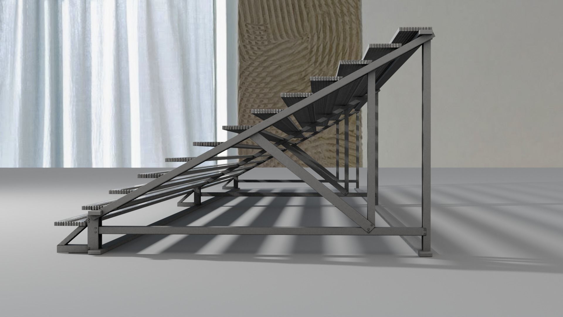 Indoor Gymnasium Bleachers  Low-poly 3D model_4