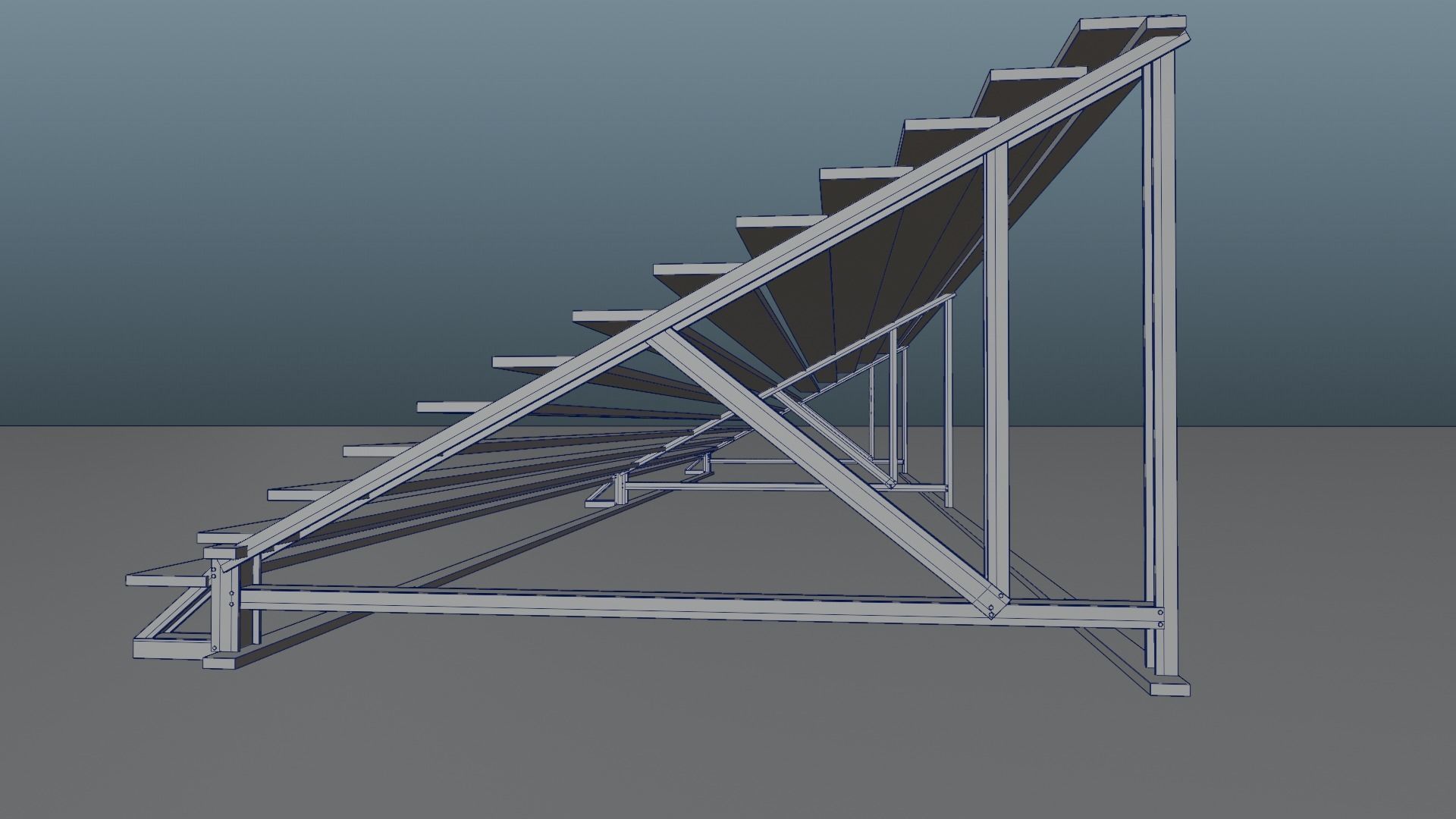 Indoor Gymnasium Bleachers  Low-poly 3D model_6