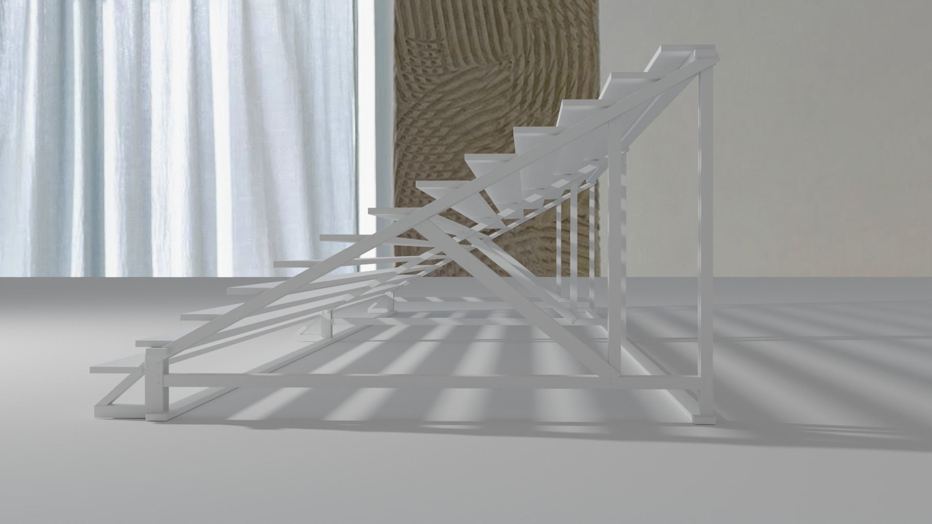 Indoor Gymnasium Bleachers  Low-poly 3D model_5