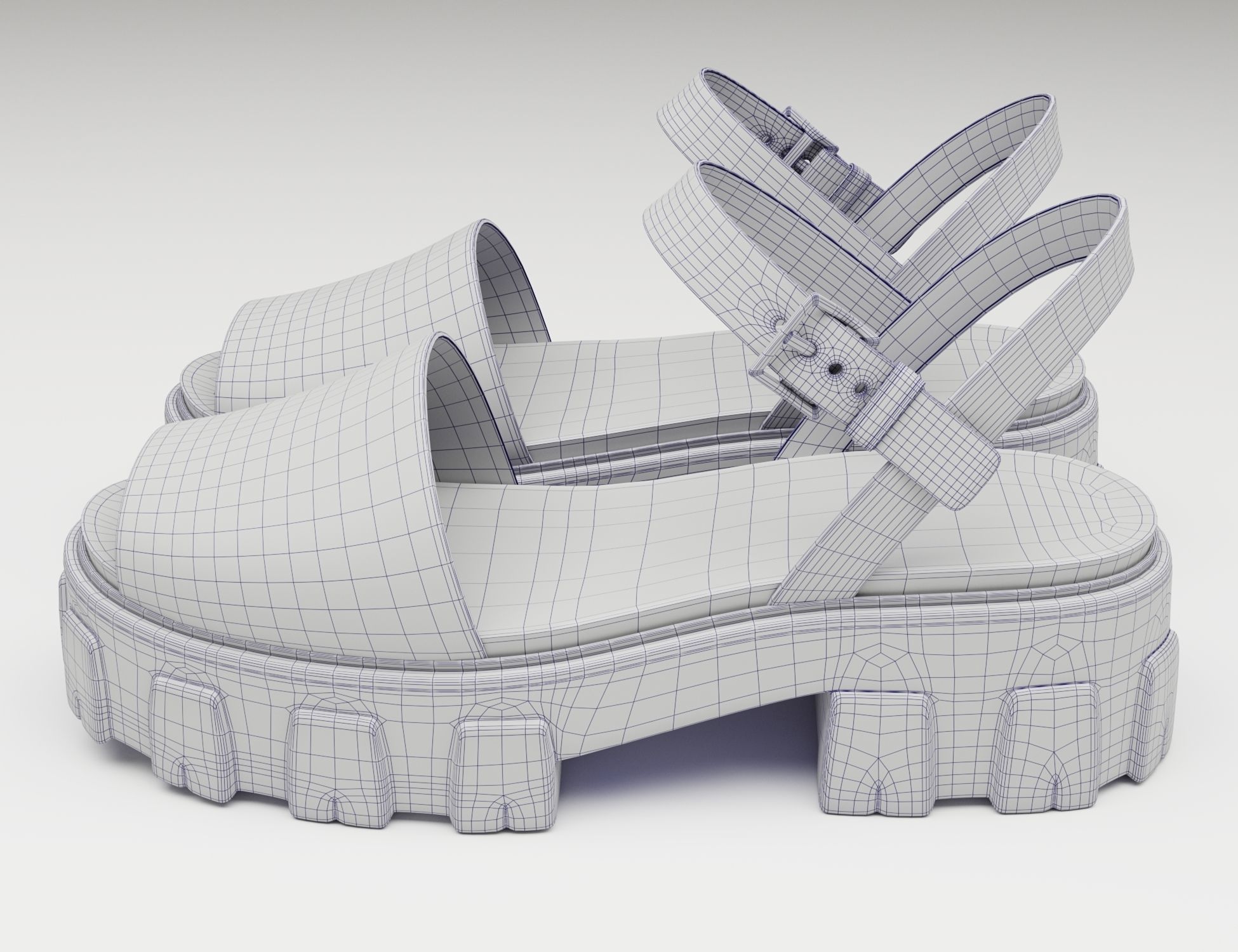 Monolith Platform Sandals Prada Black Low-poly 3D model_15