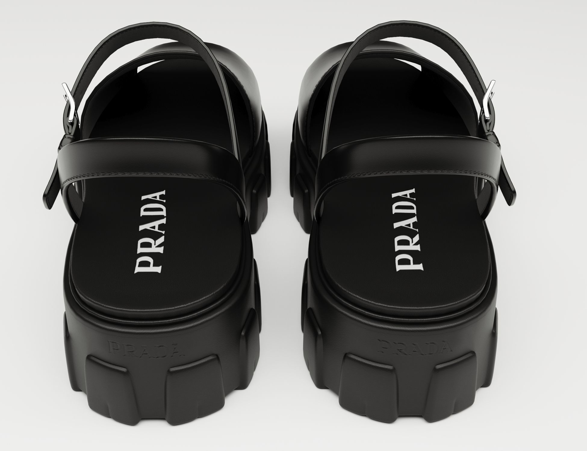 Monolith Platform Sandals Prada Black Low-poly 3D model_6