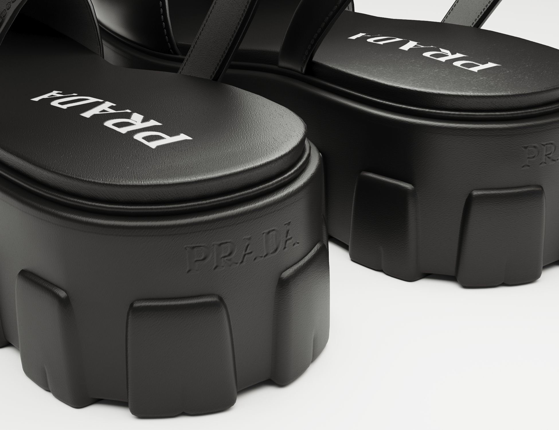 Monolith Platform Sandals Prada Black Low-poly 3D model_3