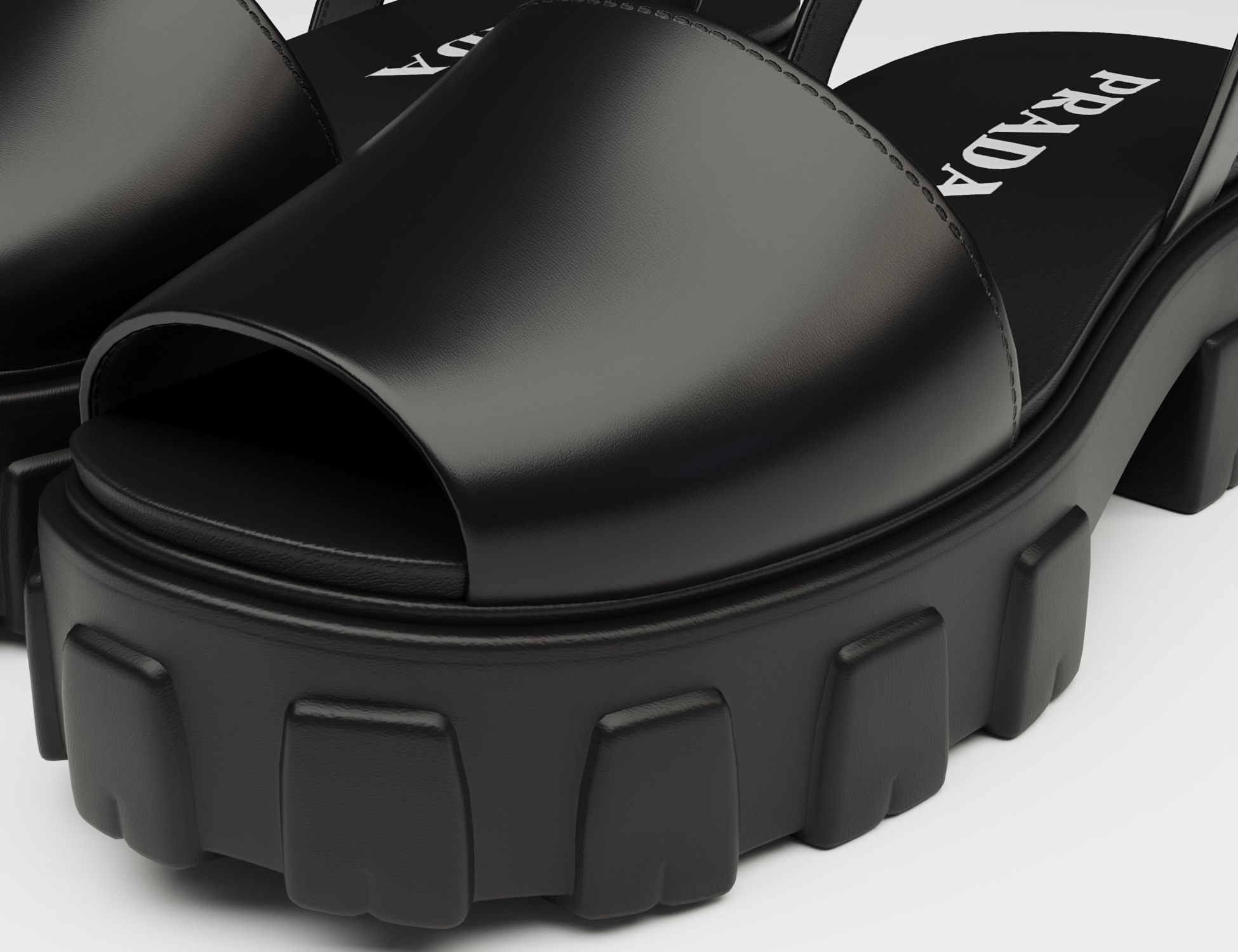 Monolith Platform Sandals Prada Black Low-poly 3D model_5
