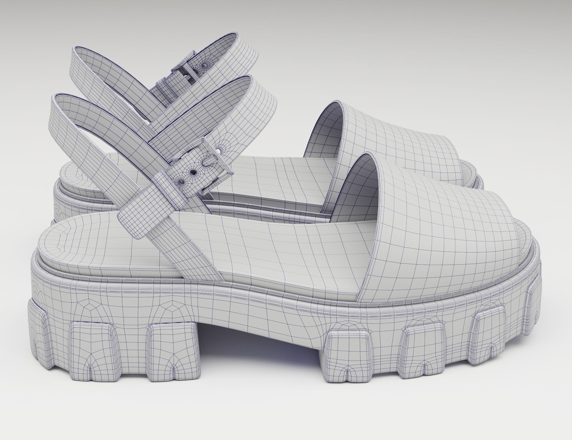 Monolith Platform Sandals Prada Black Low-poly 3D model_9