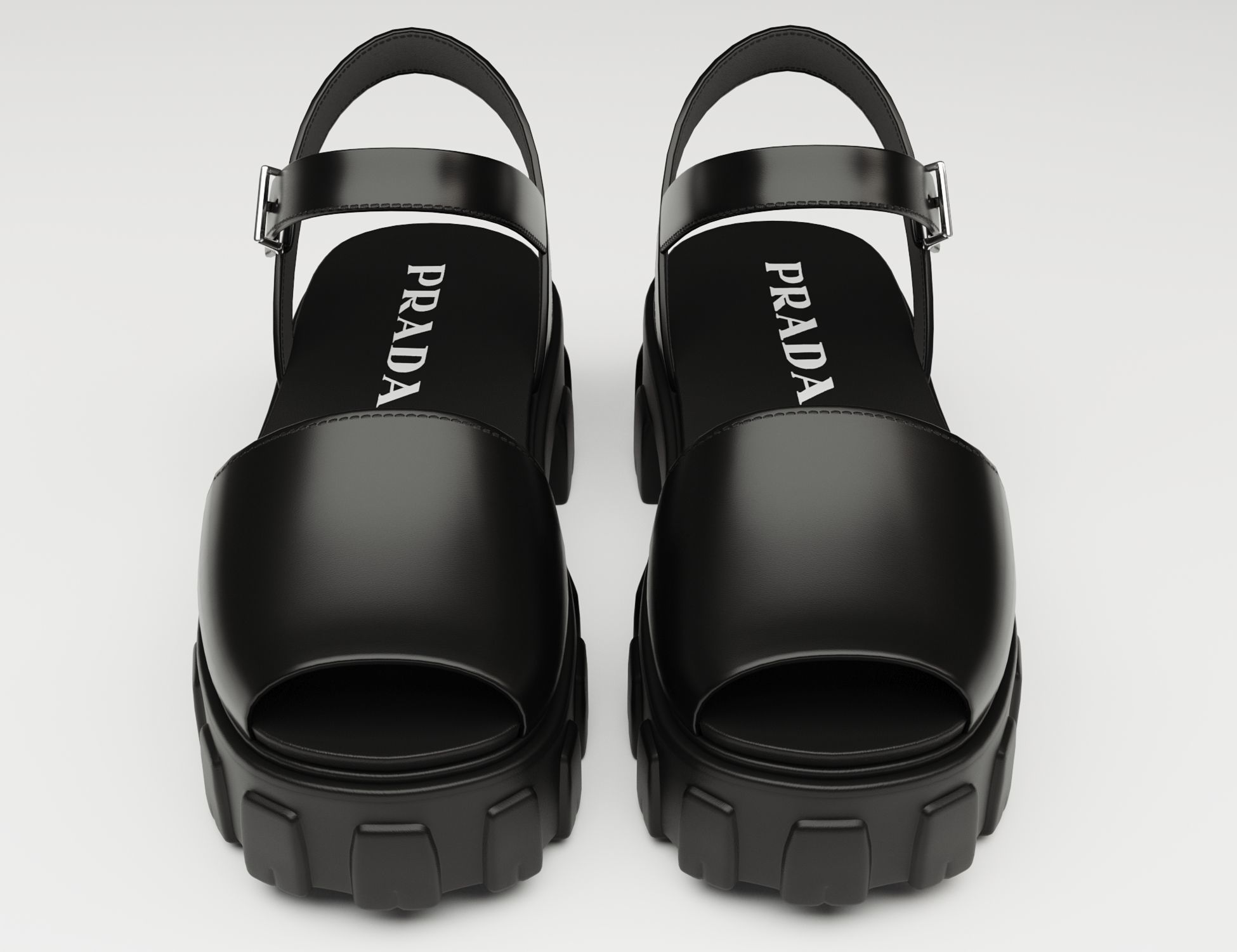 Monolith Platform Sandals Prada Black Low-poly 3D model_4