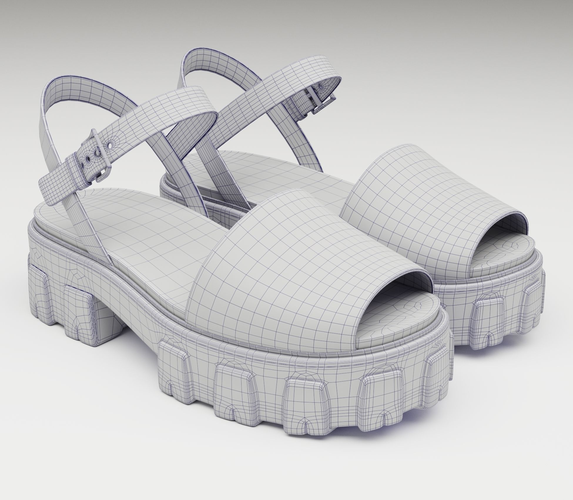 Monolith Platform Sandals Prada Black Low-poly 3D model_8