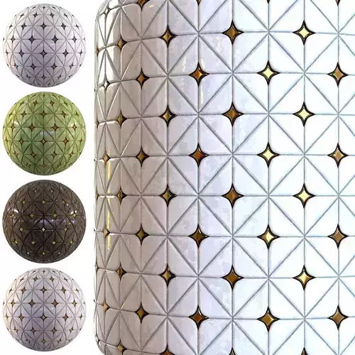 steel and marble tile PBR texture 007