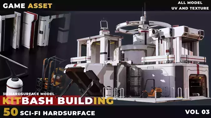 50 KITBASH SCI-FI BUILDING HARDSURFACE VOL 03 Low-poly 3D model 50 KITBASH SCI-FI BUILDING HARDSURFACE VOL 03 Low-poly 3D model
