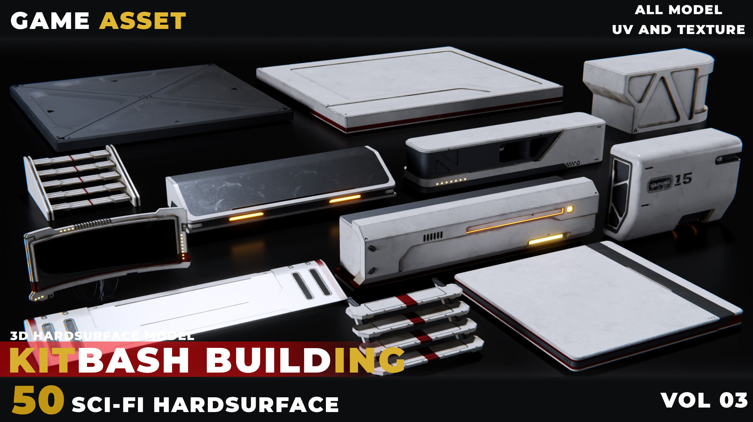 50 KITBASH SCI-FI BUILDING HARDSURFACE VOL 03 Low-poly 3D model_2