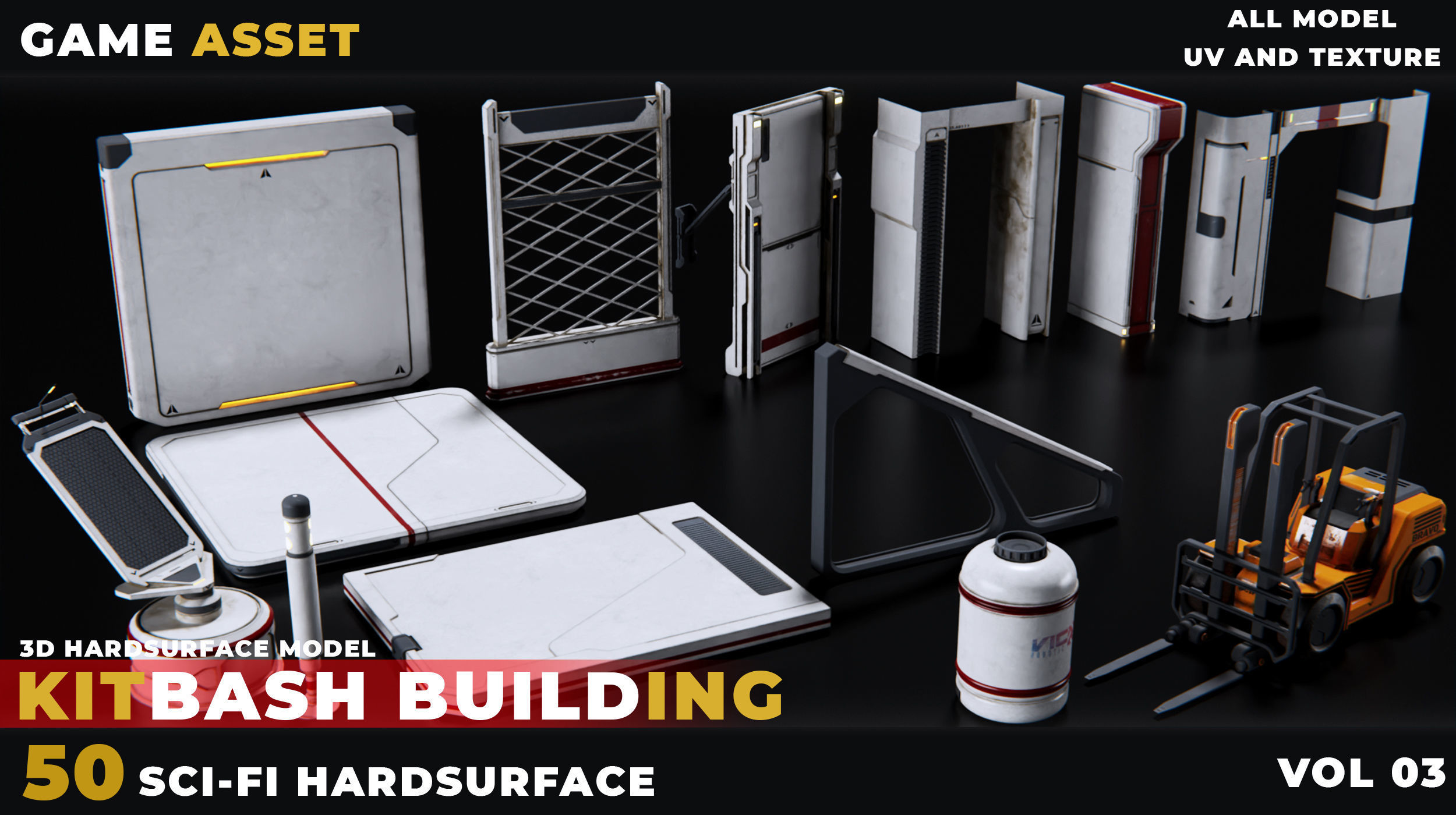 50 KITBASH SCI-FI BUILDING HARDSURFACE VOL 03 Low-poly 3D model_4
