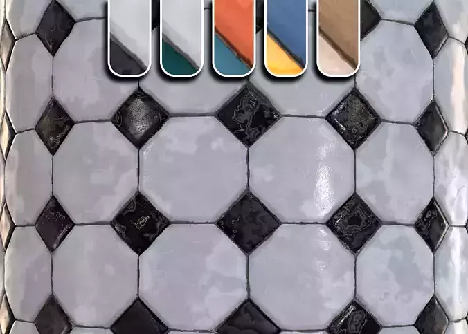 checkerboard tile PBR texture 001