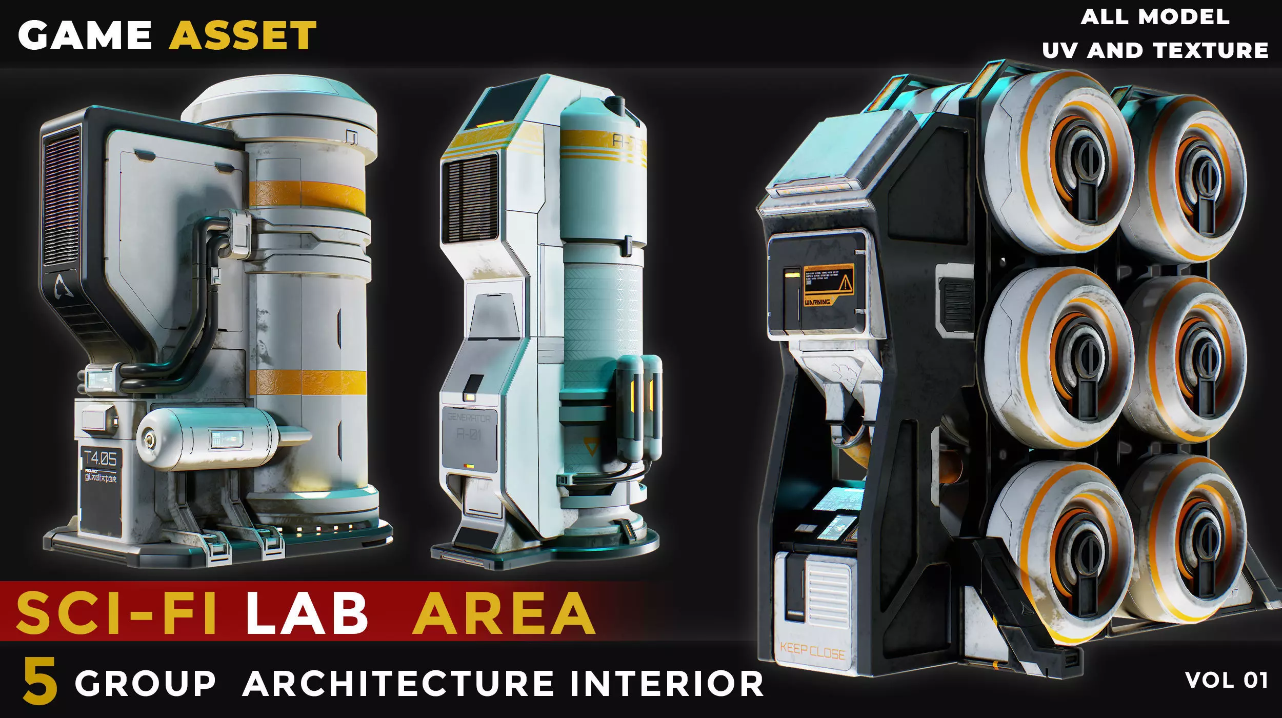 5 SCI-FI INTERIOR LAB AREA VOL 01 Low-poly 3D model