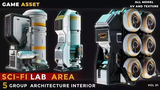 5 SCI-FI INTERIOR LAB AREA VOL 01 Low-poly 3D model