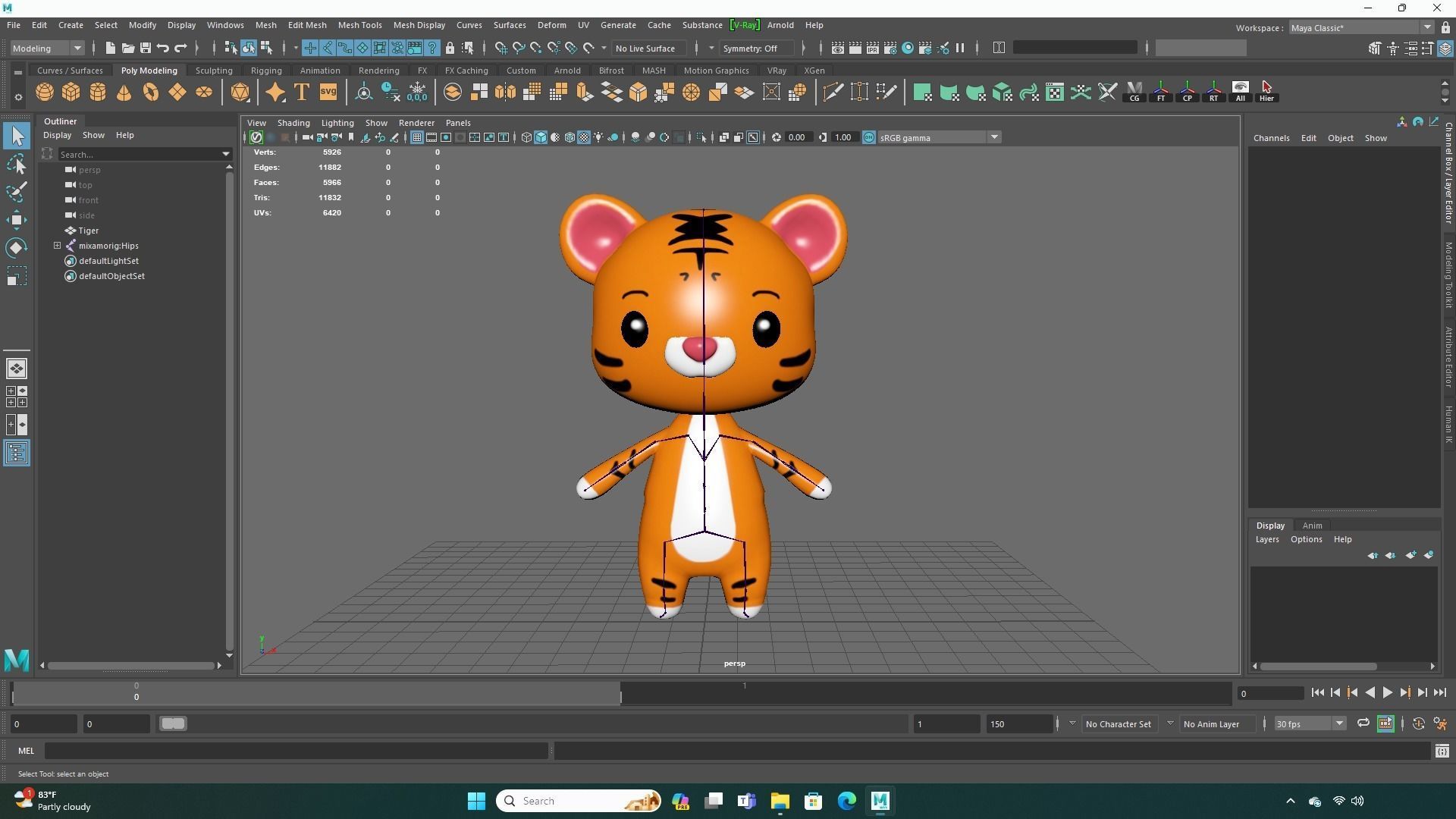 Tiger low poly animated v001 Low-poly 3D model_5