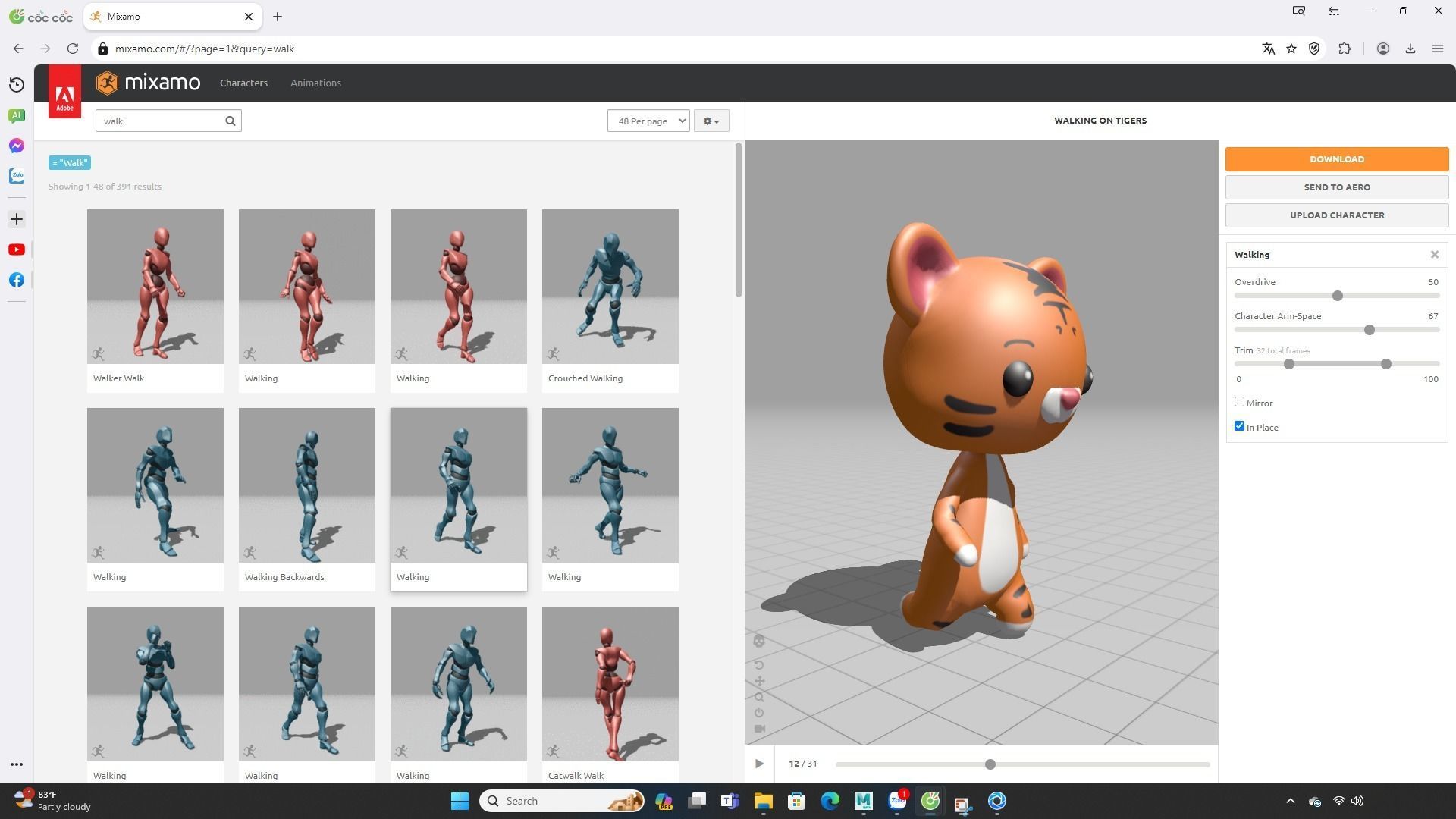 Tiger low poly animated v001 Low-poly 3D model_1