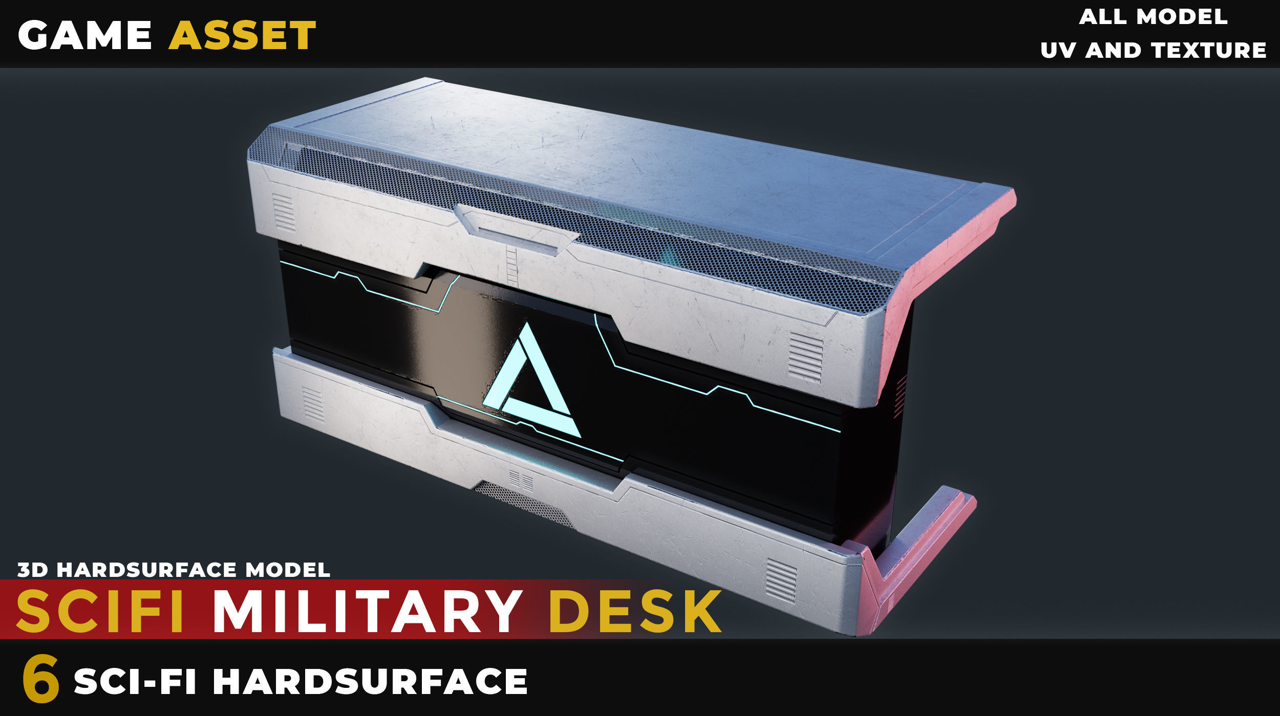 6 SCI-FI MILITARY DESK HARDSURFACE Low-poly 3D model_3