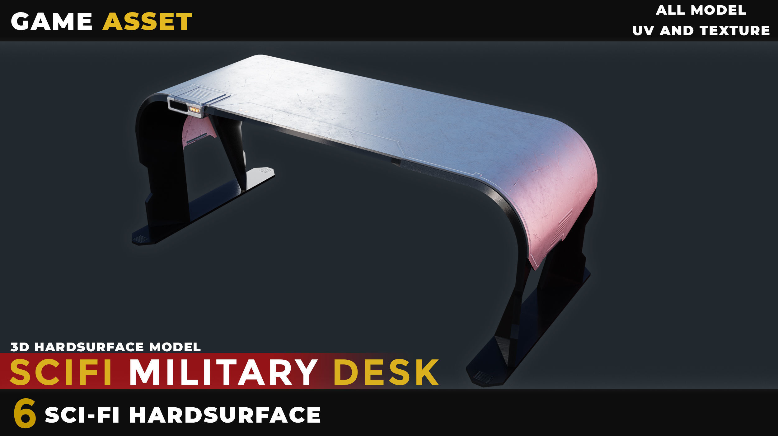 6 SCI-FI MILITARY DESK HARDSURFACE Low-poly 3D model_2