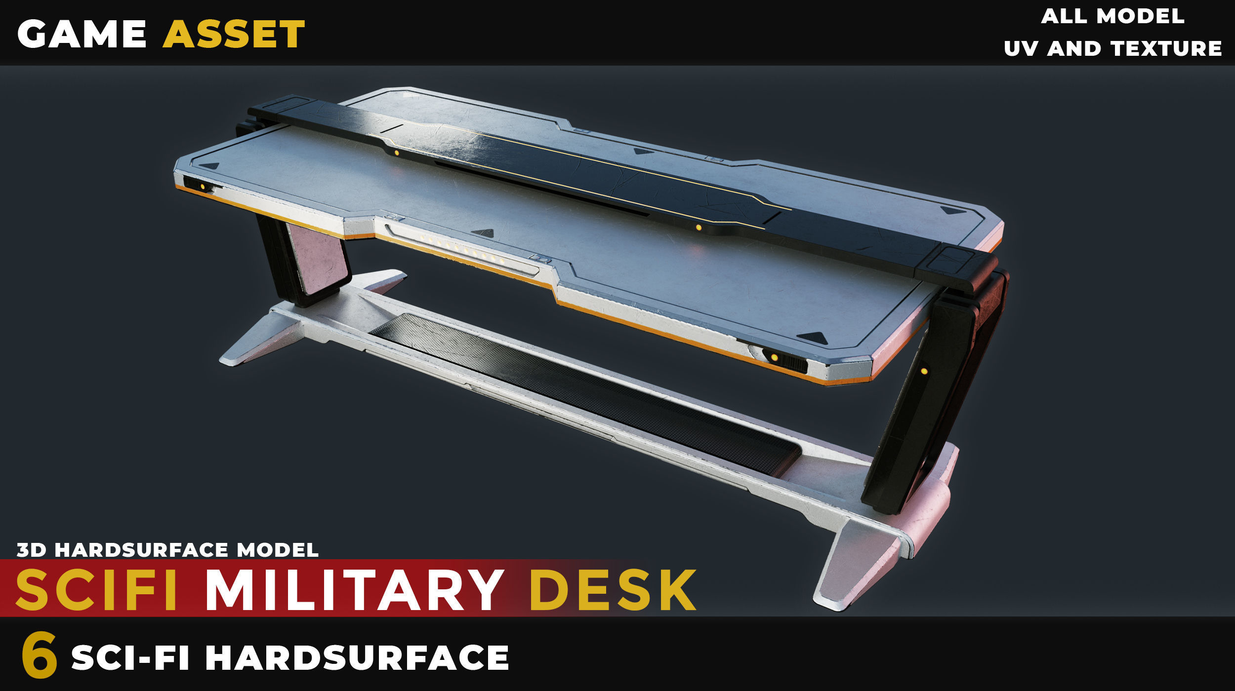 6 SCI-FI MILITARY DESK HARDSURFACE Low-poly 3D model_4