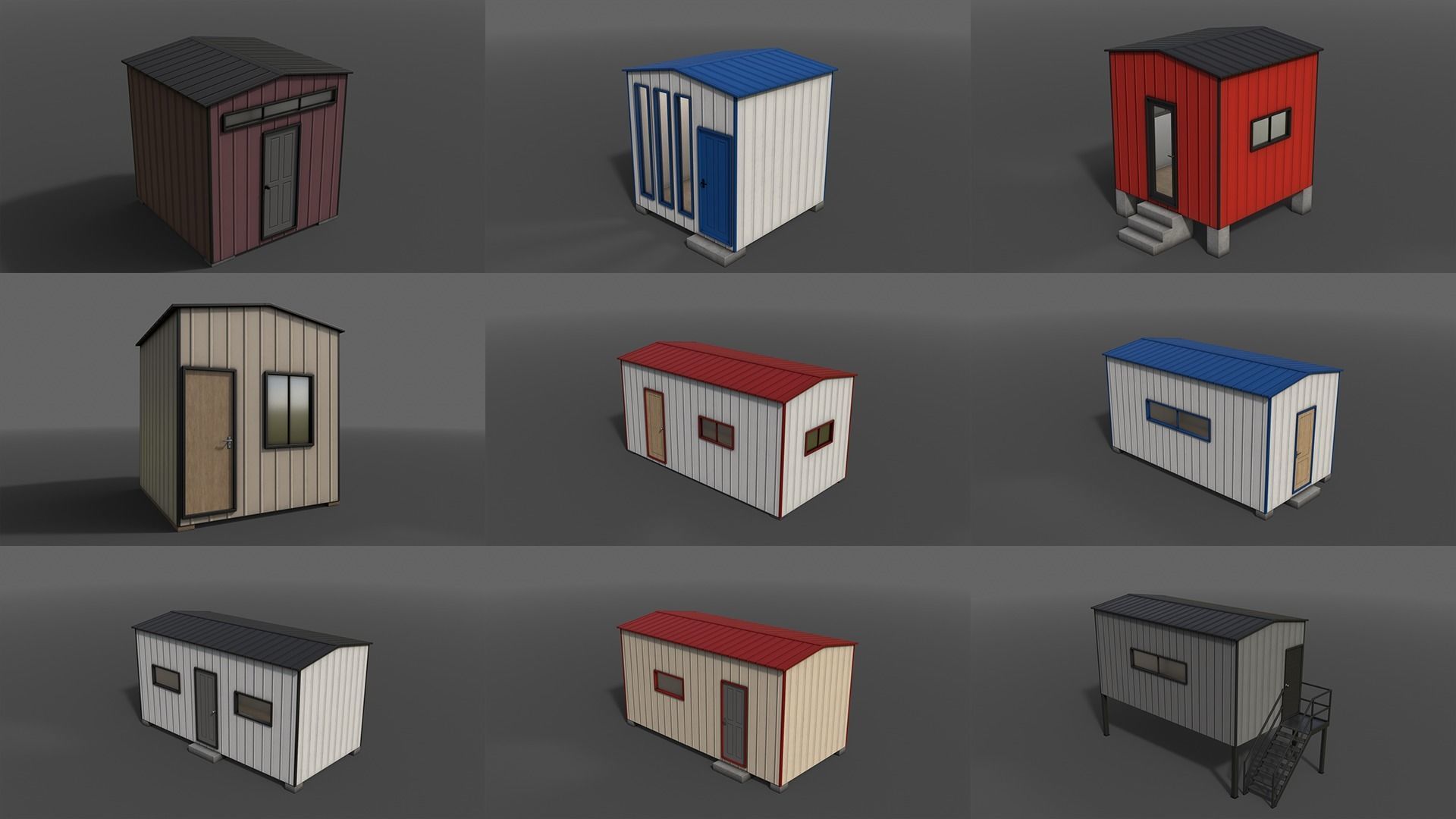 PBR Shed House B 3D Model Collection_6