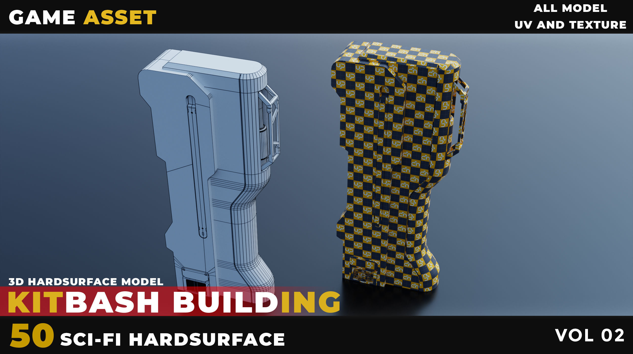 50 KITBASH SCI-FI BUILDING HARDSURFACE VOL 02 Low-poly 3D model_1