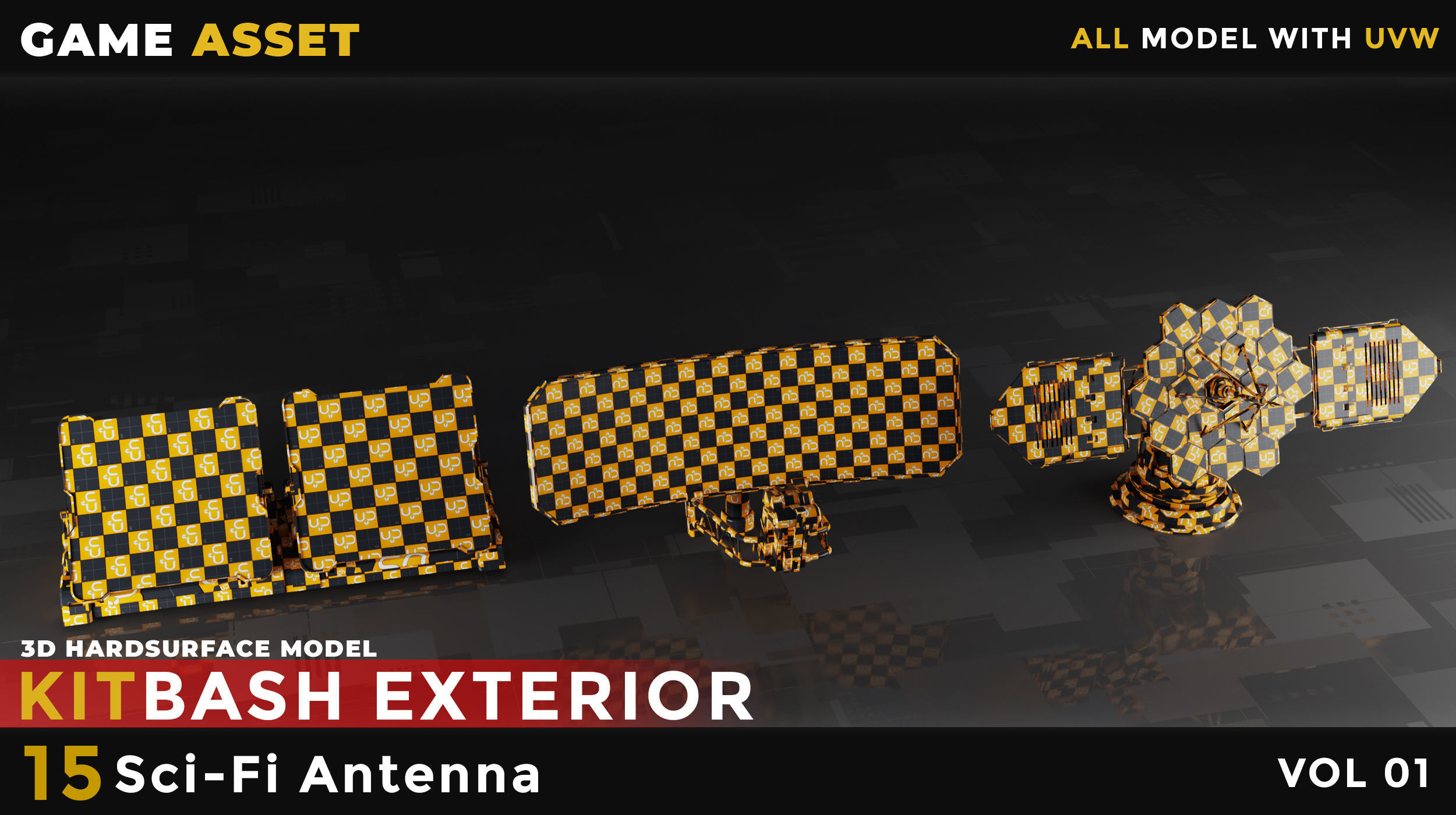 15 SCI-FI ANTENNA VOL 01 Low-poly 3D model_1