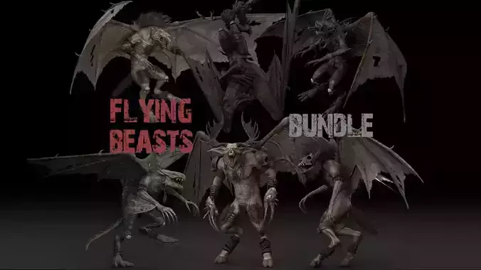 Flying Beasts Bundle 3D Model Collection