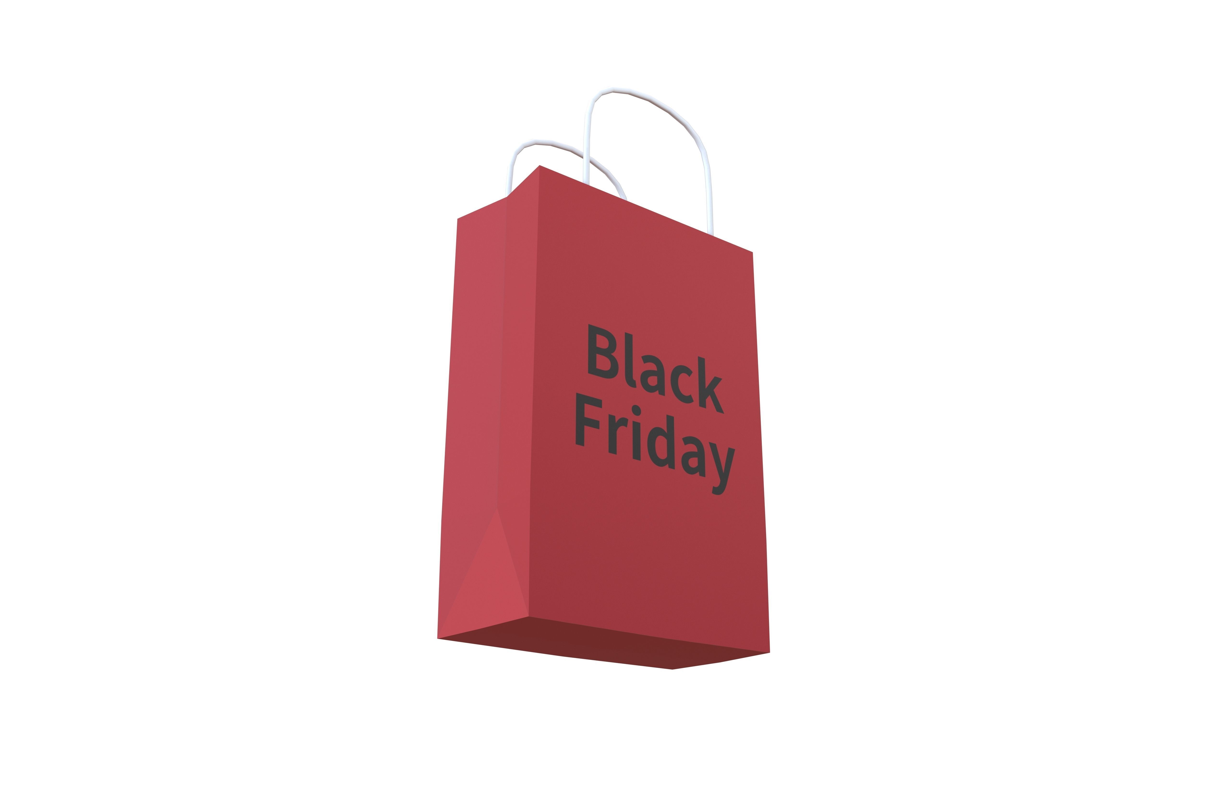 Black Friday Paper Bag V1 003 Low-poly 3D model_2