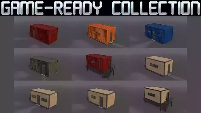 PBR Container House CA CC 3D Model Collection