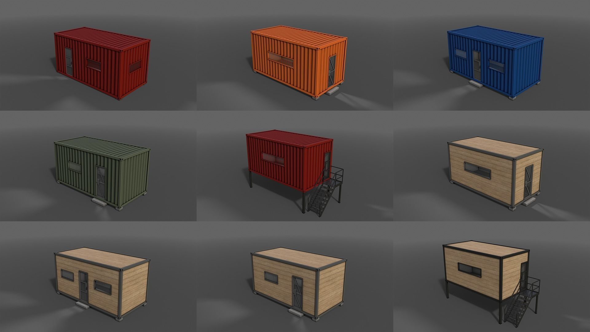 PBR Container House CA CC 3D Model Collection_12