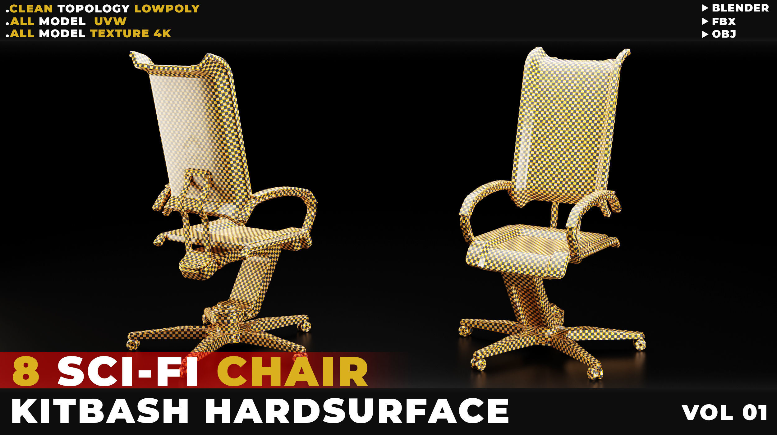 8 SCI-FI CHAIR HARDSURFACE VOL 01 Low-poly 3D model_1