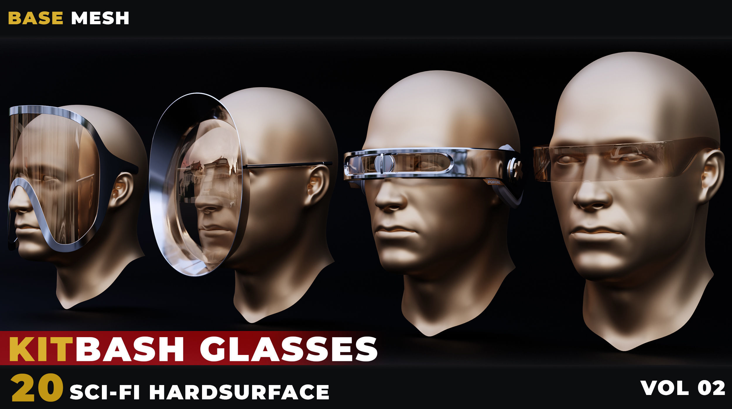 20 sci-fi glasses Low-poly 3D model_2
