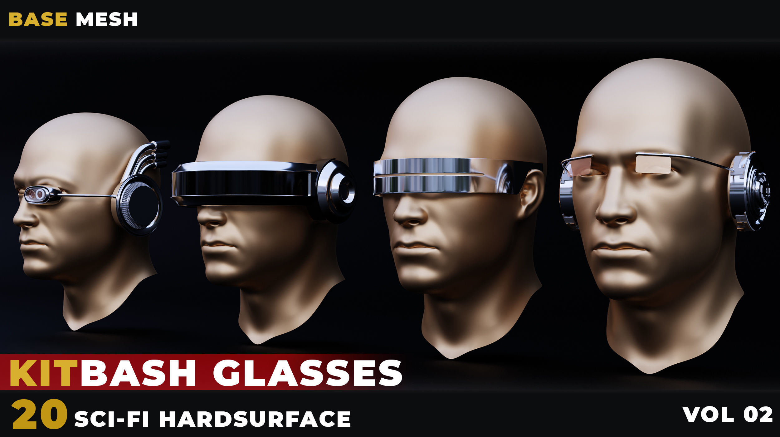 20 sci-fi glasses Low-poly 3D model_5